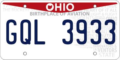 OH license plate GQL3933