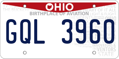 OH license plate GQL3960