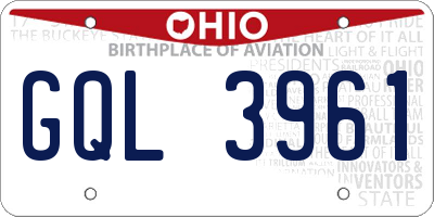 OH license plate GQL3961