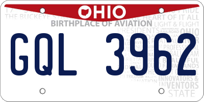 OH license plate GQL3962