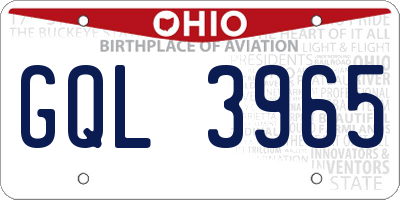 OH license plate GQL3965