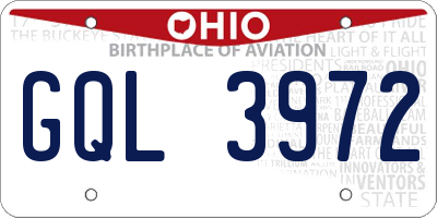 OH license plate GQL3972