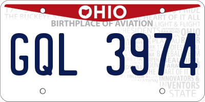 OH license plate GQL3974