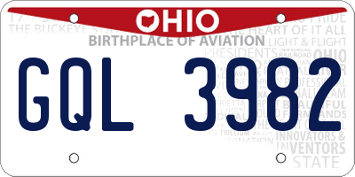 OH license plate GQL3982
