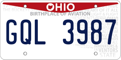 OH license plate GQL3987