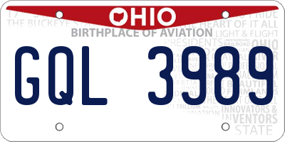 OH license plate GQL3989
