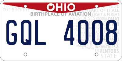 OH license plate GQL4008
