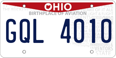OH license plate GQL4010