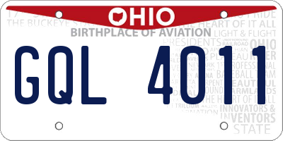 OH license plate GQL4011