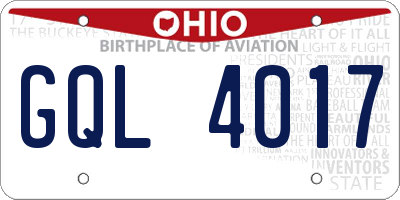 OH license plate GQL4017