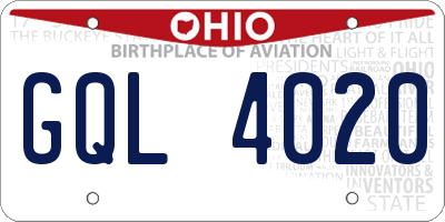 OH license plate GQL4020