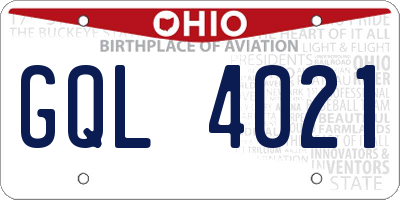 OH license plate GQL4021