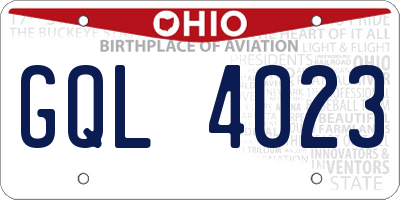 OH license plate GQL4023