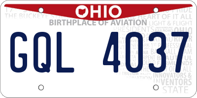 OH license plate GQL4037
