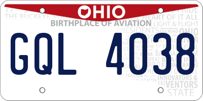 OH license plate GQL4038