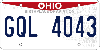 OH license plate GQL4043