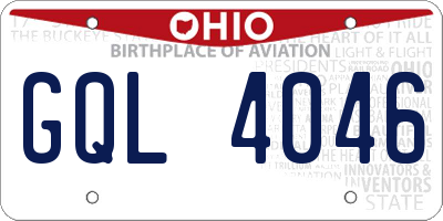 OH license plate GQL4046