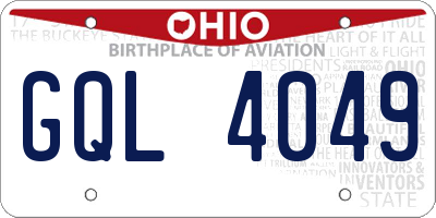 OH license plate GQL4049