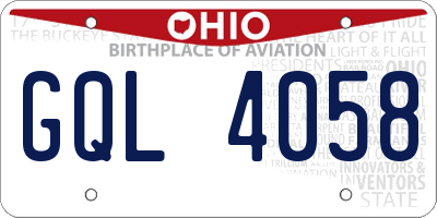 OH license plate GQL4058