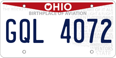 OH license plate GQL4072