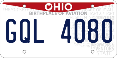 OH license plate GQL4080