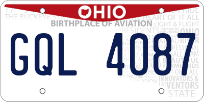 OH license plate GQL4087