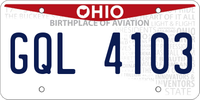 OH license plate GQL4103