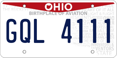 OH license plate GQL4111