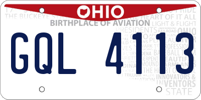 OH license plate GQL4113