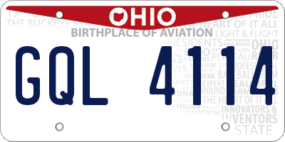 OH license plate GQL4114