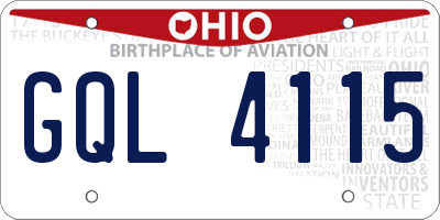 OH license plate GQL4115