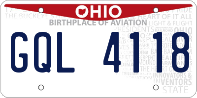 OH license plate GQL4118