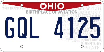OH license plate GQL4125