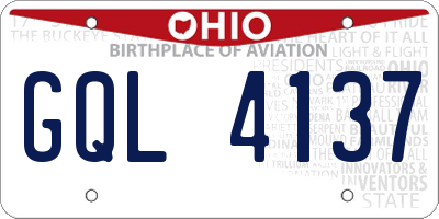 OH license plate GQL4137