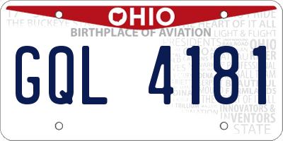 OH license plate GQL4181