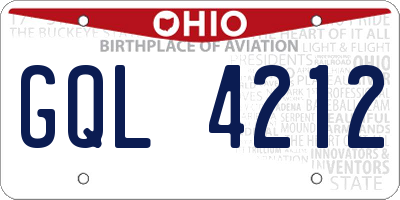 OH license plate GQL4212