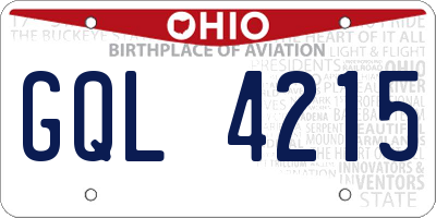 OH license plate GQL4215