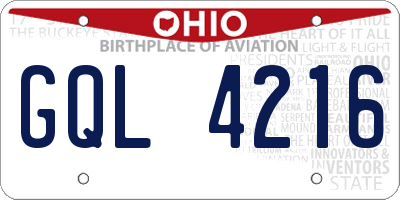 OH license plate GQL4216