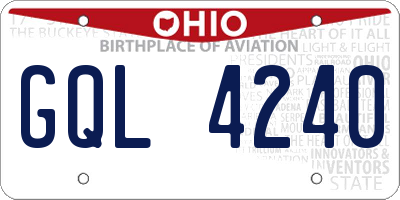 OH license plate GQL4240