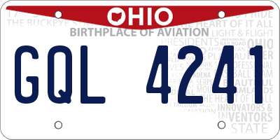 OH license plate GQL4241