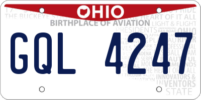 OH license plate GQL4247