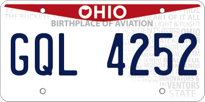 OH license plate GQL4252