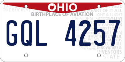 OH license plate GQL4257