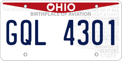 OH license plate GQL4301