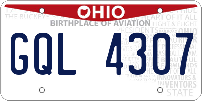 OH license plate GQL4307