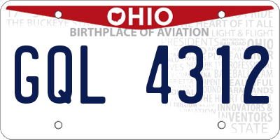 OH license plate GQL4312
