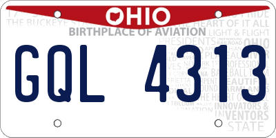 OH license plate GQL4313