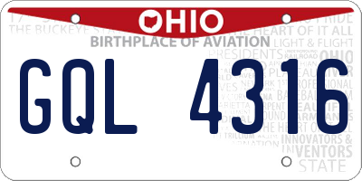 OH license plate GQL4316