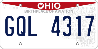 OH license plate GQL4317