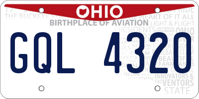 OH license plate GQL4320